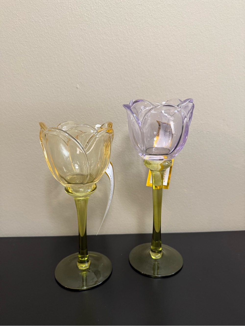 Cupcakes and Cashmere Tulip Glass Tea Light Candle Holder Set of 2